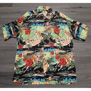 John Severson Kahala Men's Aloha Button-Down Hawaiian Shirt Size Large